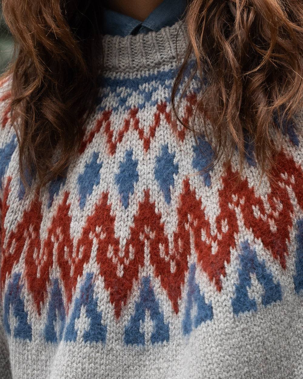 Grey Norwegian pattern wool blend sweater | Velasca